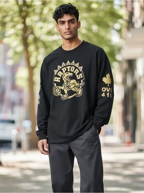 OVO X RAPTORS (L) 2014 Black Long Sleeve Tee Collab Limited Edition Gold Drake